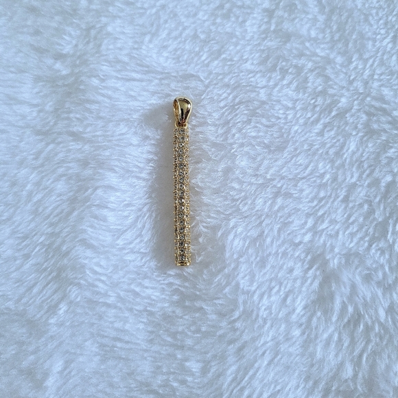 Vertical↕️ Bar Pendant with Pave Crystals💎 - Picture 4 of 15